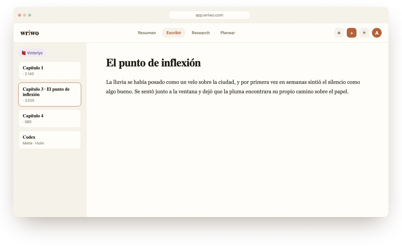 El área de escritura