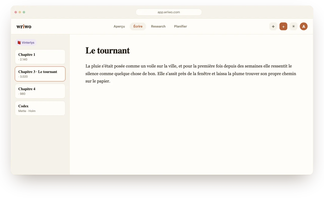 La surface d'écriture